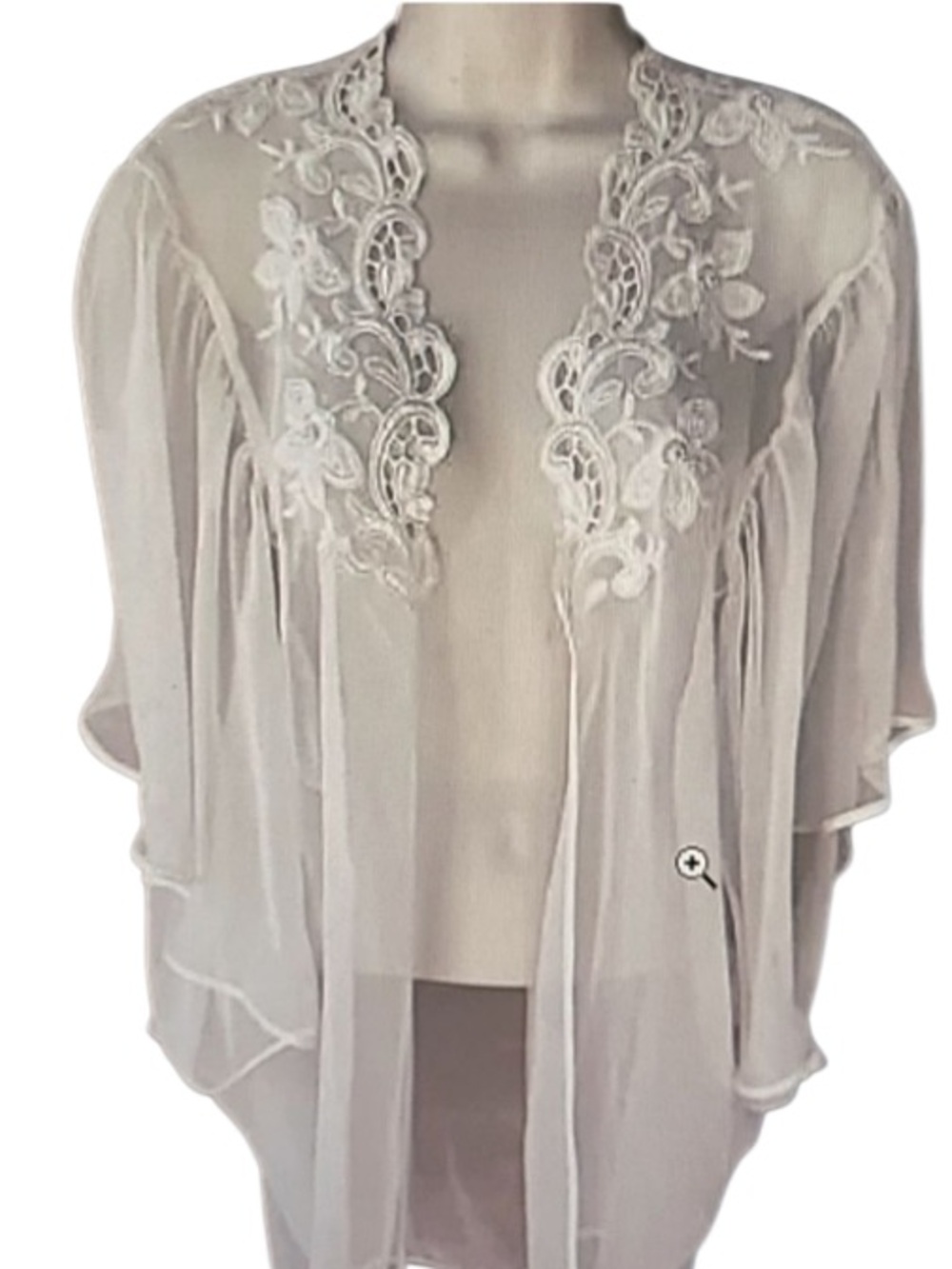 Victoria's Secret Vintage Sheer Lace-Trim Kimono Cardigan - Cream. Dainty